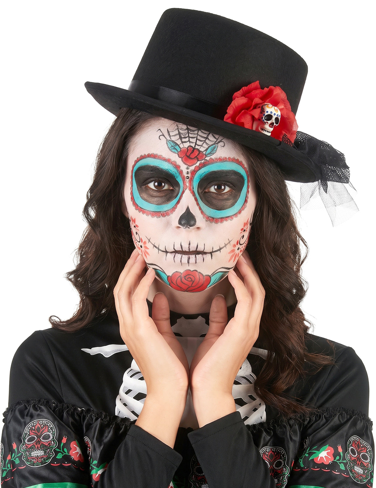 Črno -v obliki klobuka lobanja lobanja dia de los muertos odrasli