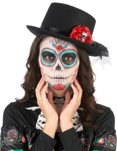 Črno -v obliki klobuka lobanja lobanja dia de los muertos odrasli