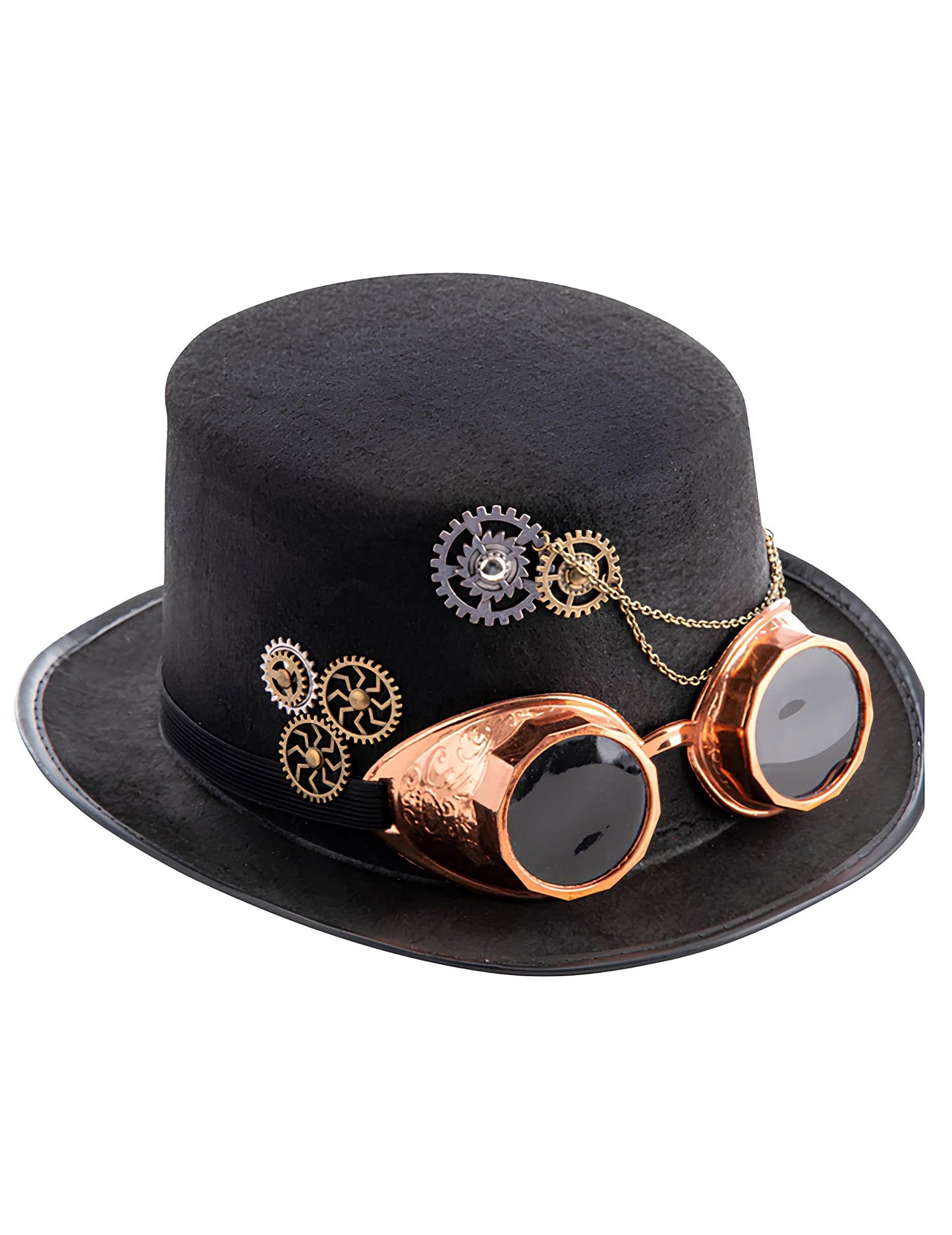 Steampunkov zgornji klobuk v filcu z očali za odrasle