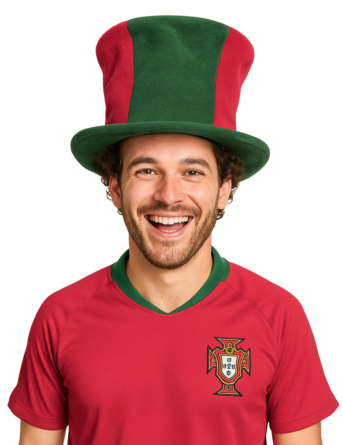 Chapeau haut de forme supporter Portugal pour adulte rouge et vert