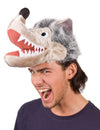 Chapeau loup pour adulte gris et beige en peluche