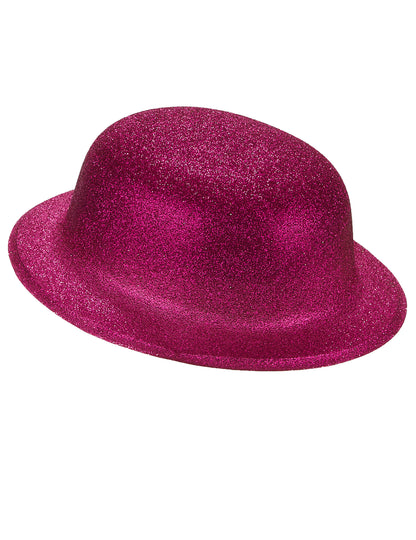 Vue de profil du chapeau melon pailleté pour adulte