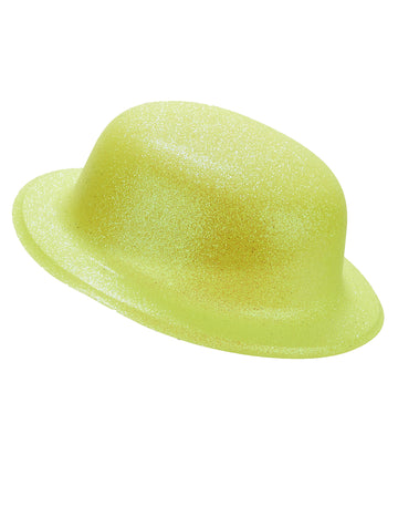 Chapeau melon pailleté jaune adulte