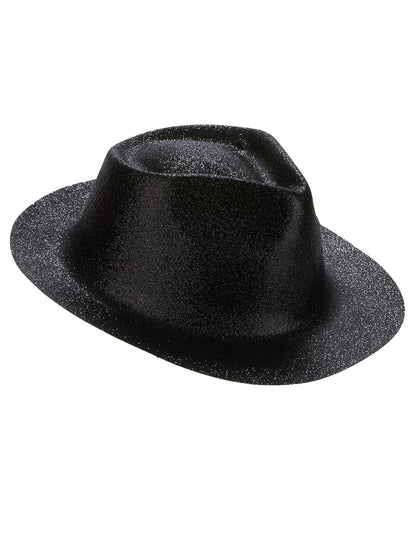 Vue de profil du chapeau pailleté pour adulte noir