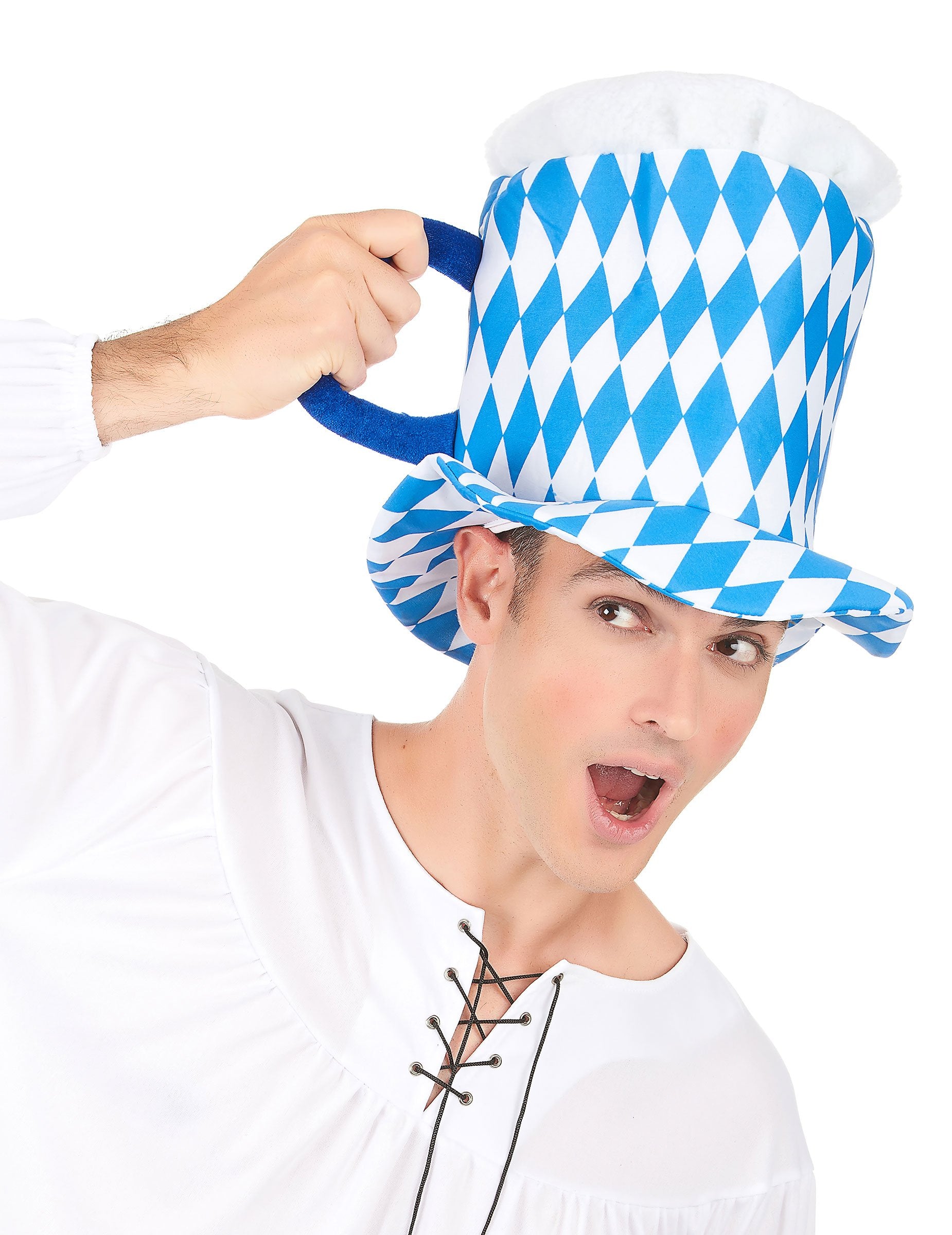 Détail de l'anse du chapeau pinte de bière pour adulte