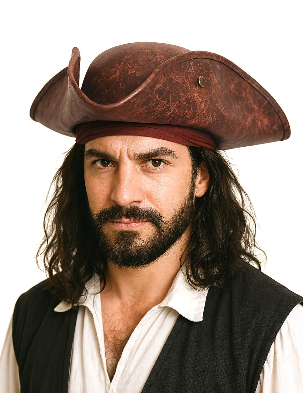 Piratski klobuk za odrasli rjava z učinkom usnja