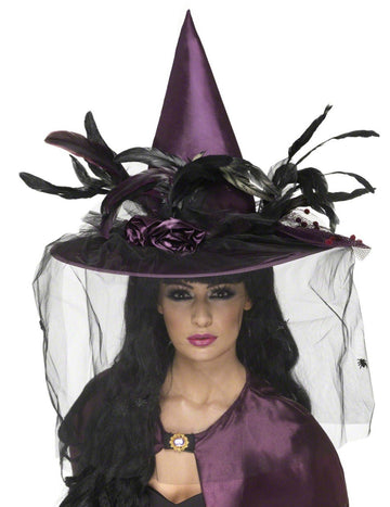 Luksuzni vijolični čarovniški klobuk za ženske Halloween