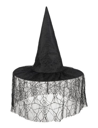 Črni čarovniški klobuk z noč čarovnic Spider Veil