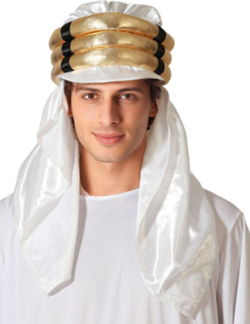 Beli in zlati odrasli arabski klobuk