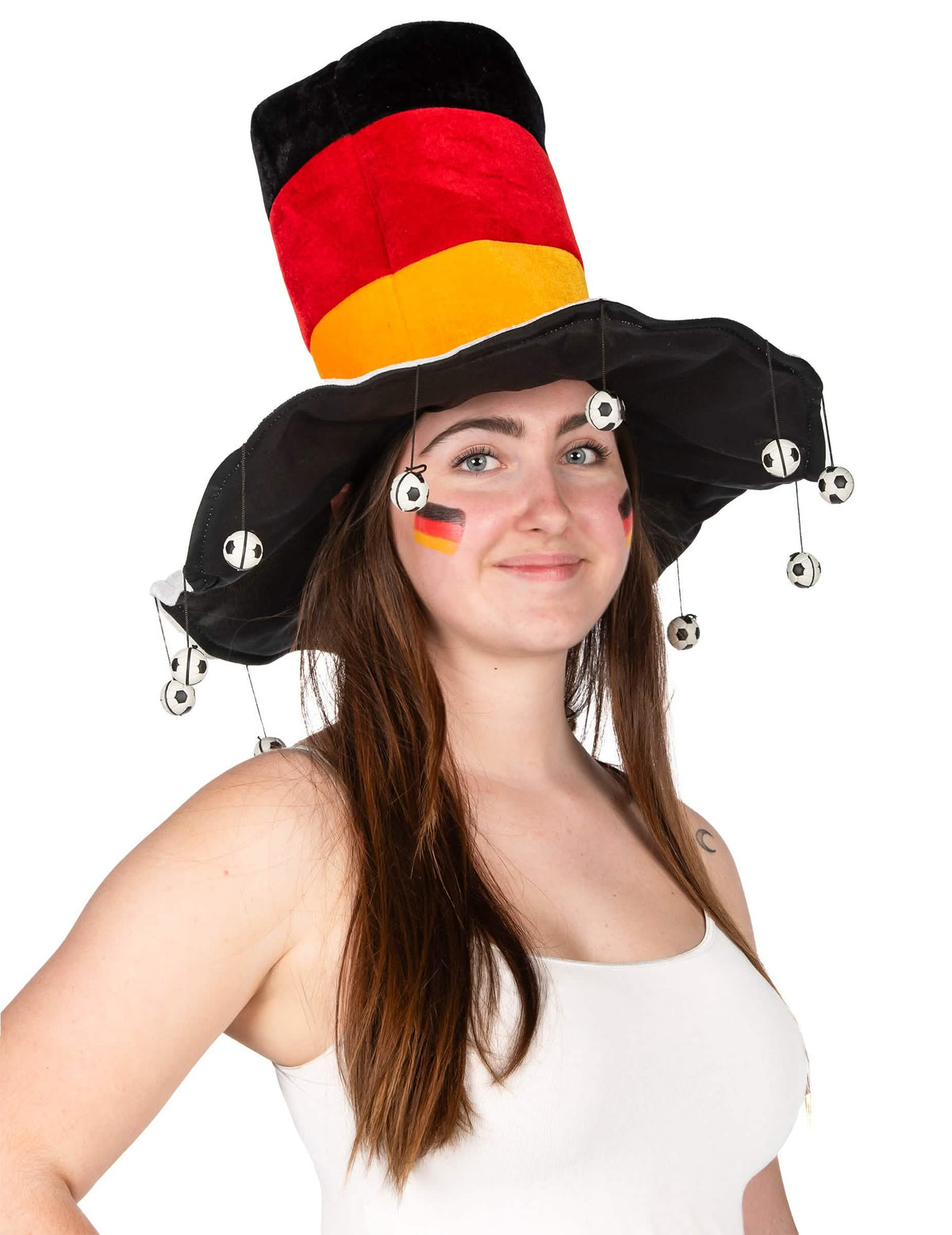 Vue de trois-quart du chapeau de supporter allemand
