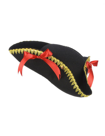 Chapeau tricorne noeuds rouges femme