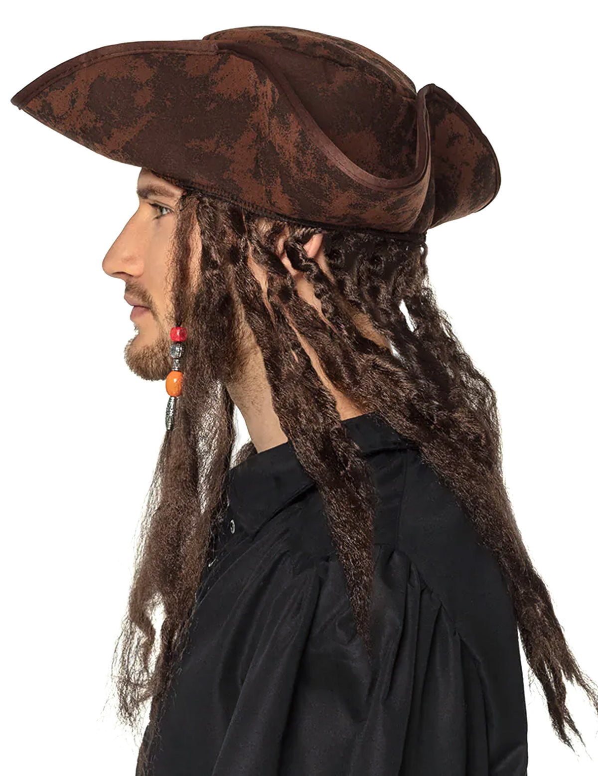 Vue de profil du chapeau tricorne pirate pour adulte
