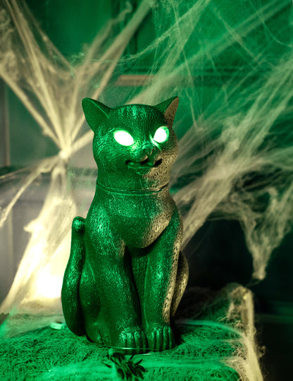 Črna mačka sijoča, zvok in svetle oči 30 cm