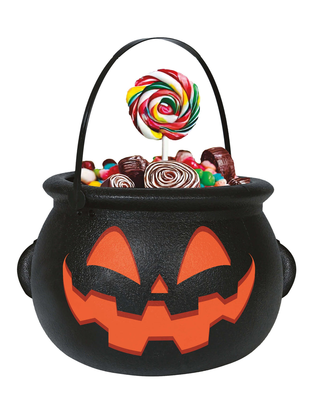 Chaudron citrouille pour Halloween noir et orange