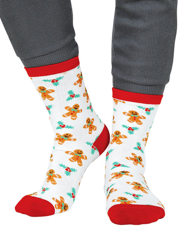 Bele božične nogavice za odrasle z vzorcem medenjakov