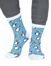 Chaussettes de Noël motifs pingouin pour adulte bleues