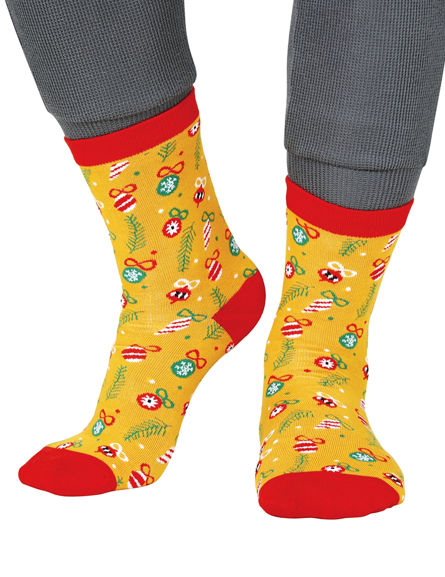 Rumene božične nogavice za odrasle z vzorcem