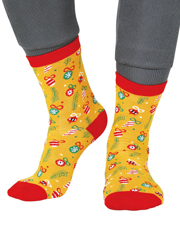 Rumene božične nogavice za odrasle z vzorcem