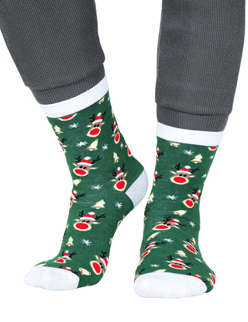Zelene božične nogavice za odrasle z vzorcem severnih jelenov