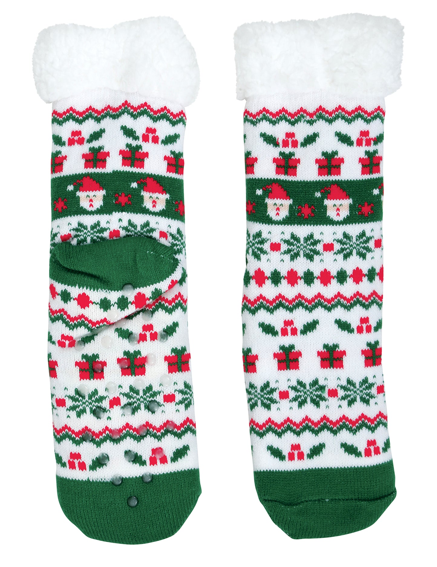 Bele in zelene božične termo nogavice za odrasle 
