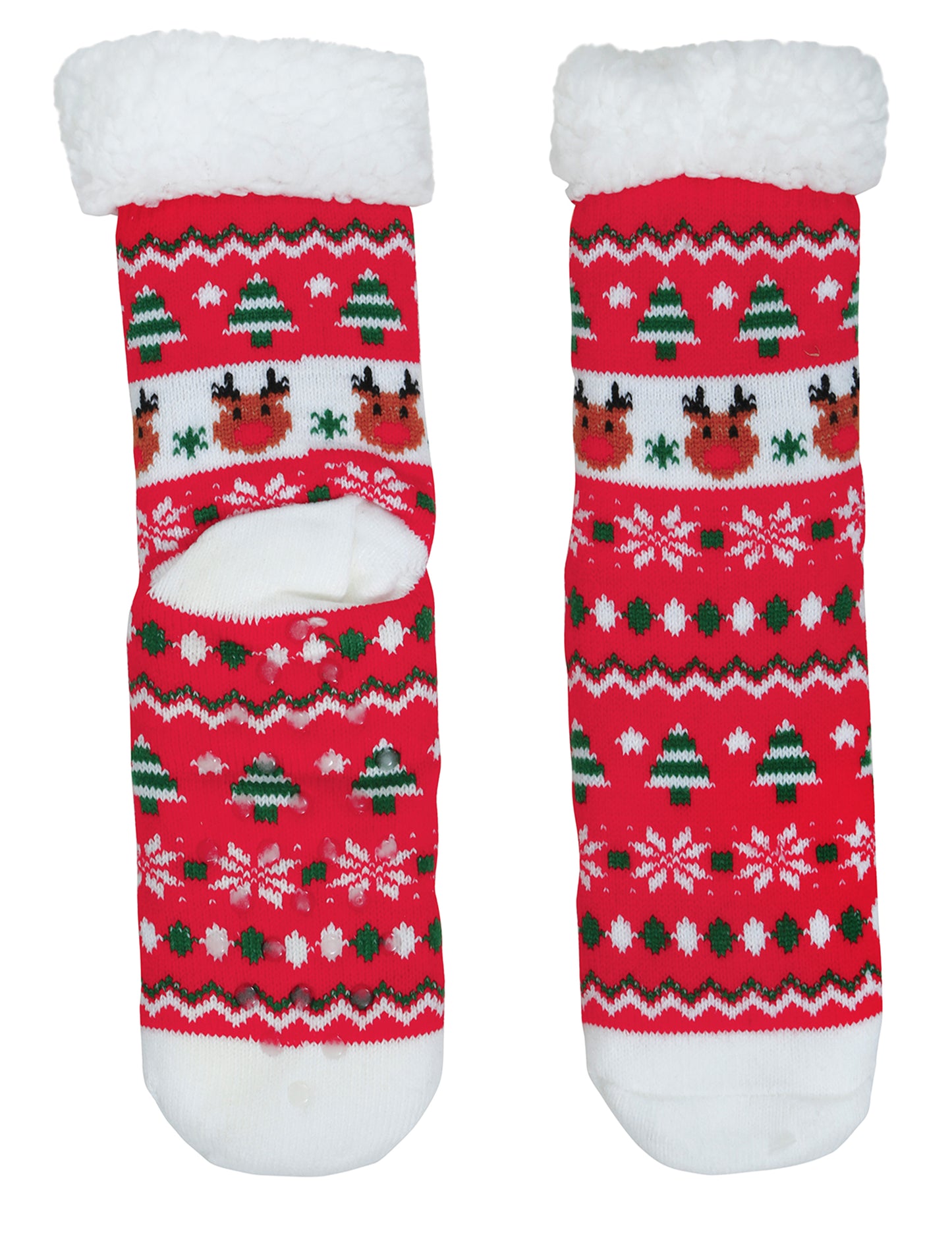 Termo nogavice za odrasle z rdečim božičnim motivom severnih jelenov