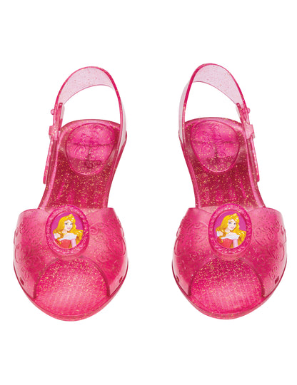 Vue de face des chaussures de princesse La belle au bois dormant