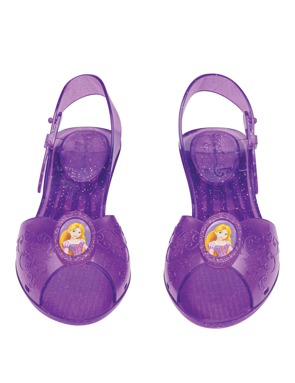 Vue de face des chaussures de princesse Raiponce pour enfant