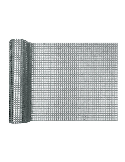 Chemin de table boule à facettes argent 27 cm x 2,5 m