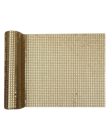 Chemin de table boule à facettes or 27 cm x 2,5 m