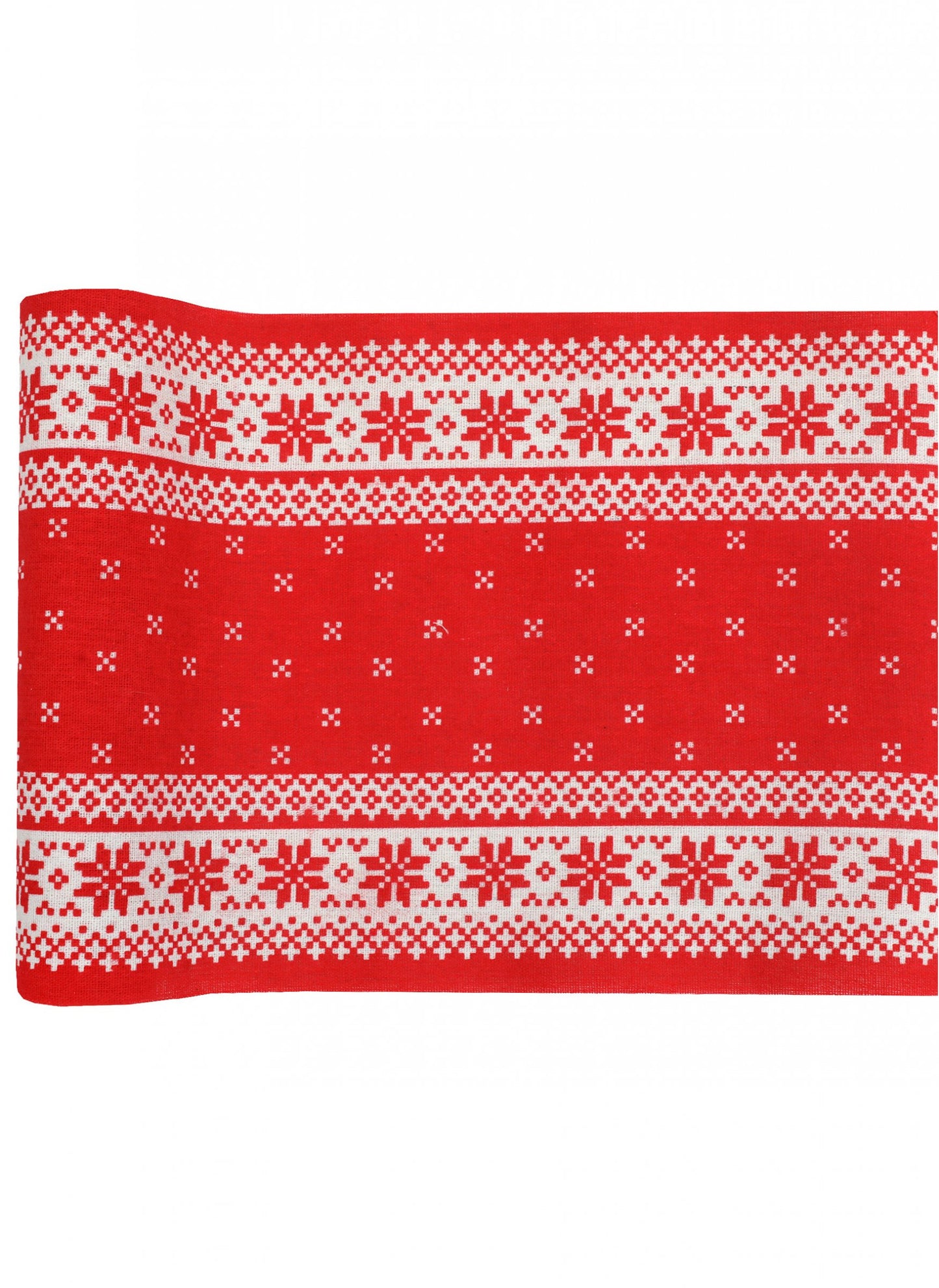 Bombažna preproga za mizo ob kaminu 3m x 28 cm rdeča in bela