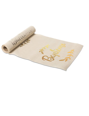 Prtljažnik iz naravnega lana za krst s šampanjcem 28 cm x 5 m z lovorovimi drevesi