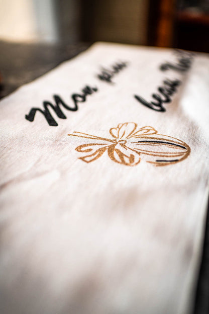 Laneni prt za mizo, moj najlepši božič, črno-zlati, 28 cm x 5 m naravna