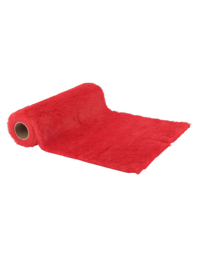 Tekač za mizo iz umetnega krzna rdeč 28 cm x 3 m