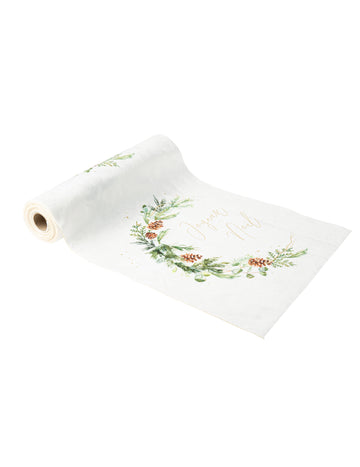 Namizni prt Enchanted Forest, bel žamet, 28 cm x 3 m, Vesel božič