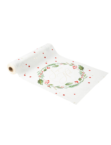 Tradicionalni elegantni prt za mizo Vesel božič, 28 cm x 3 m, iz belega žameta