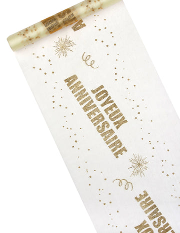 Organza tabela vesela rojstni dan pozlačena 29 cm x 5 m