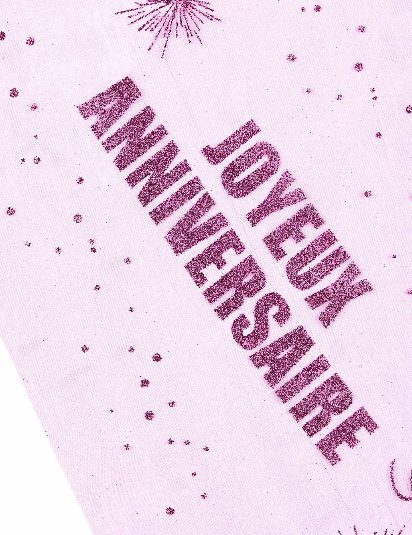 Organza Table Runner Happy Birthday Fuchsia 29 cm x 5 m