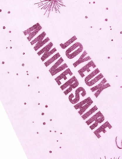 Organza Table Runner Happy Birthday Fuchsia 29 cm x 5 m