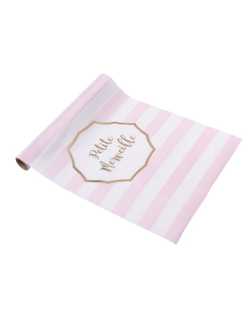 Chemin de table petite merveille rayé rose et or en tissu