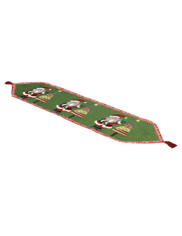 Namizni tekač z majhnimi resicami, 140 x 33 cm zelena tkanina za božič