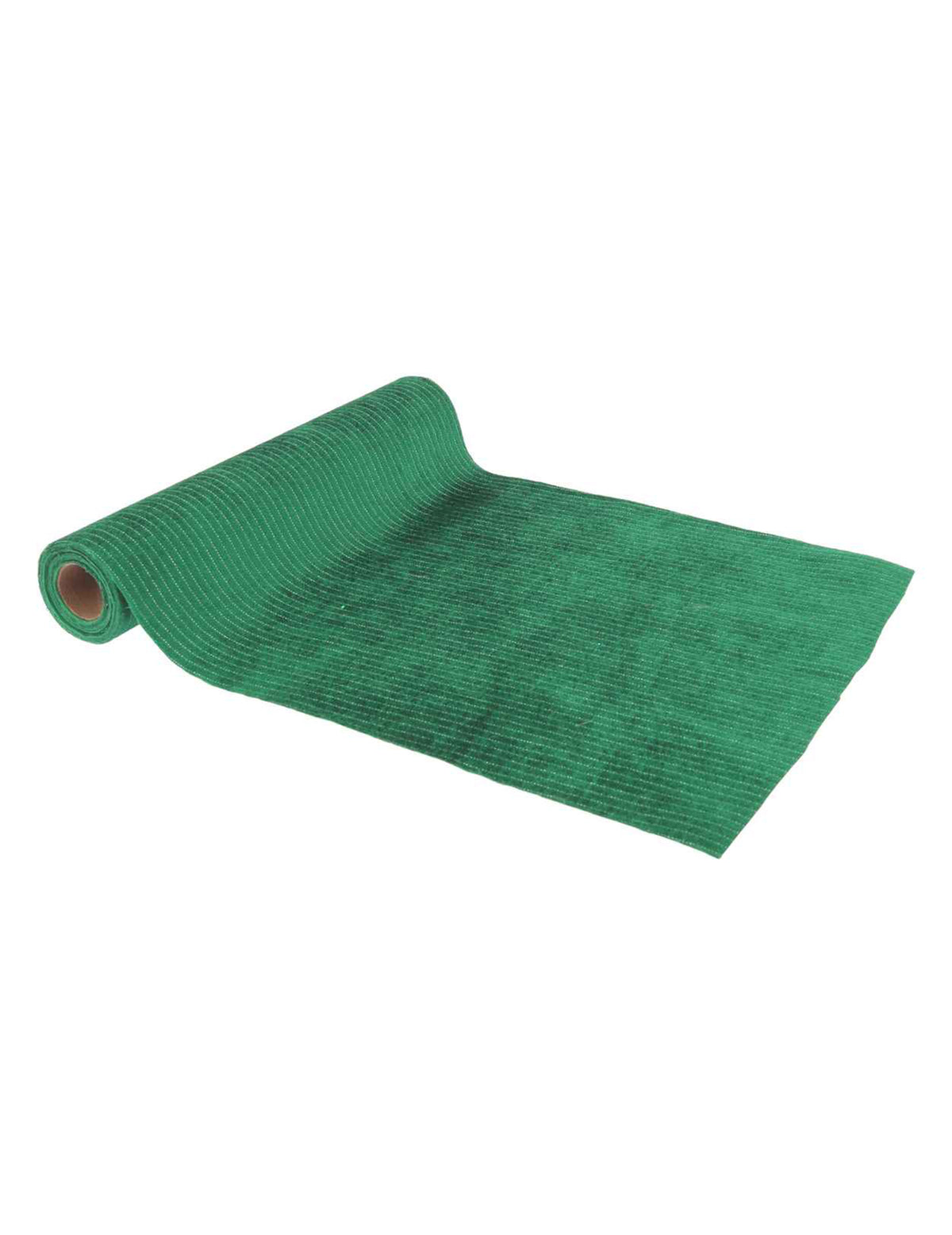 Chemin de table rayures brillantes velours vert anglais et argent 28 cm x 3 m