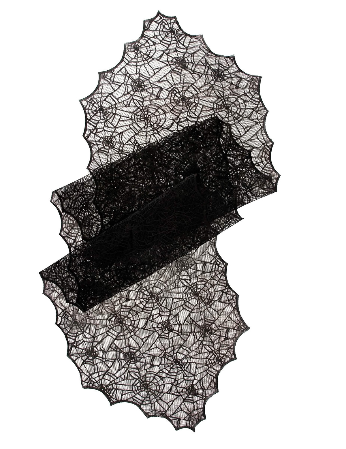 Tekač za mizo iz črne čipke s pajkovo mrežo 44 cm x 1,82 m