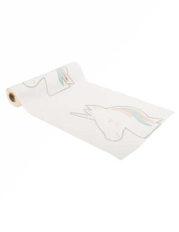Chemin de table licorne pastel pour décoration de fête velours blanc