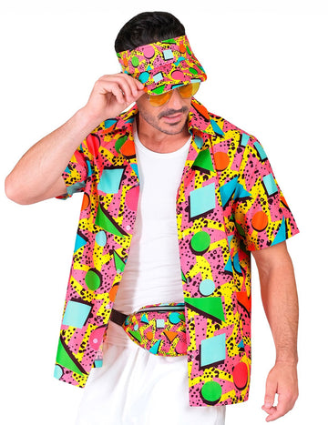 Chemise à motifs années 90 multicolore adulte