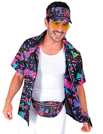Chemise à motifs années 90 noire adulte