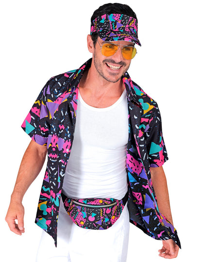 Chemise à motifs années 90 noire adulte