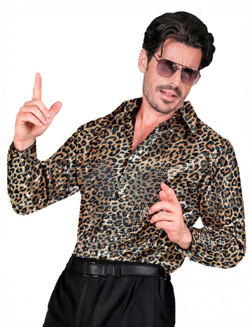 Chemise à sequins léopard homme