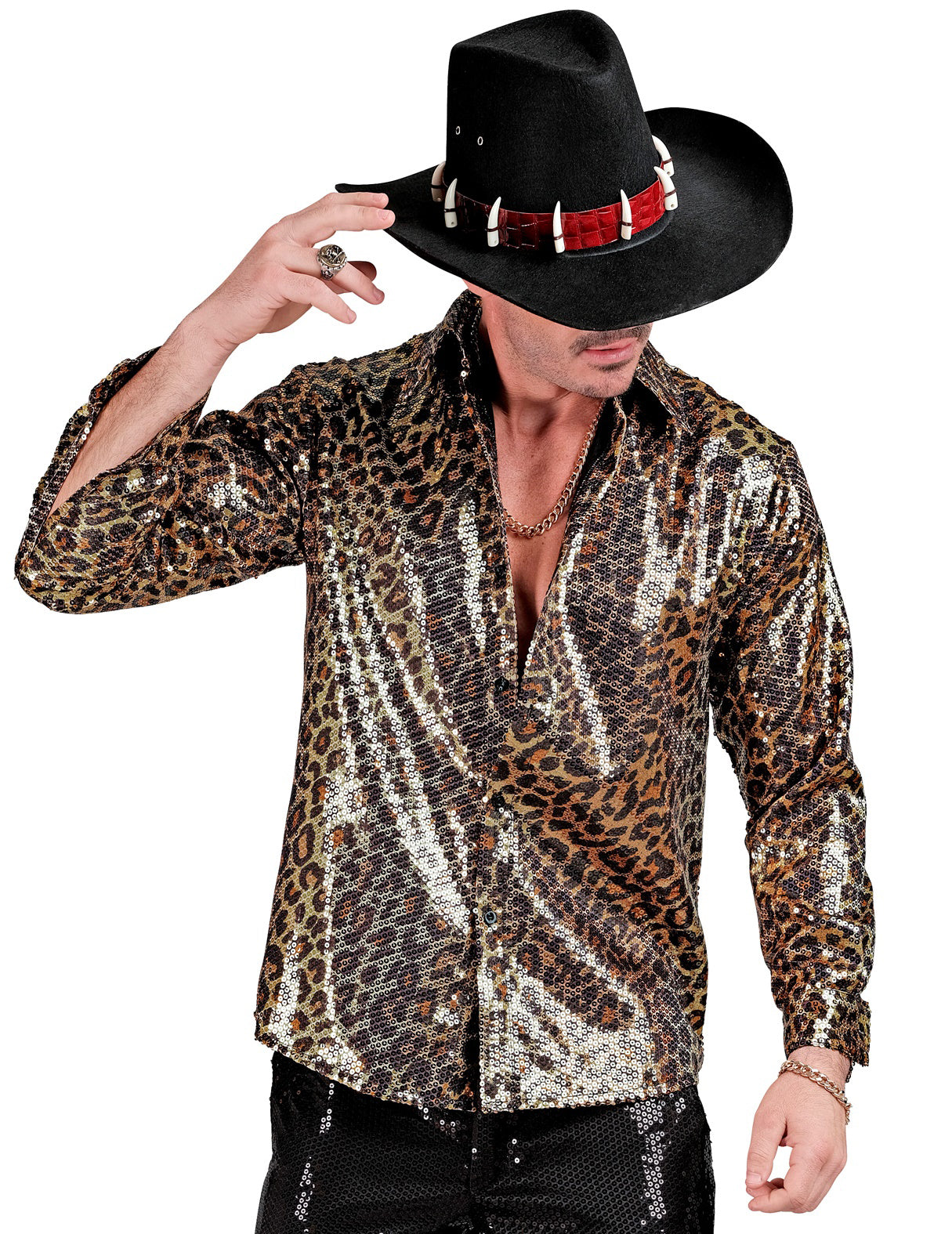 Chemise à sequins léopard homme