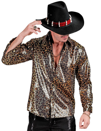 Chemise à sequins léopard homme
