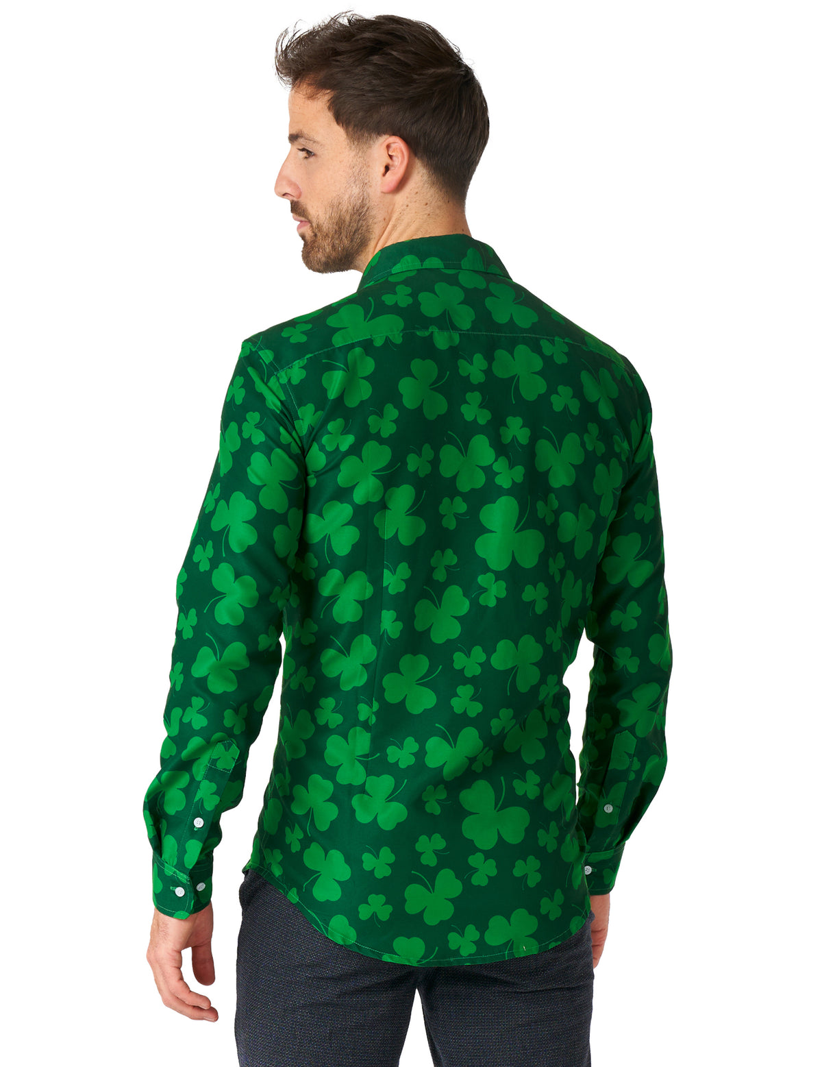 Vue de dos de la chemise à trèfles Saint Patrick pour homme